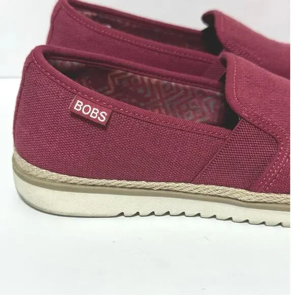 Skechers Bobs Women’s Size 7.5 Flexpadrille Slip On Canvas Shoes Rubber Sole Red - Picture 2 of 12